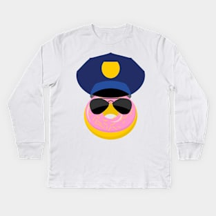 Police Donut Pink Frosting Kids Long Sleeve T-Shirt